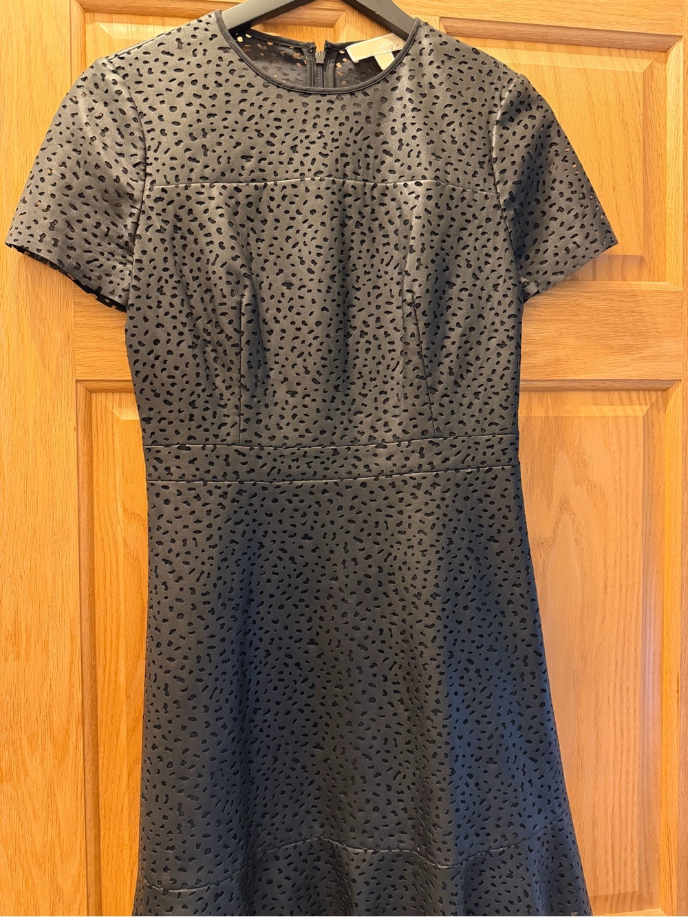 Michael Kors Black Textured Short-Sleeve Mini Dress